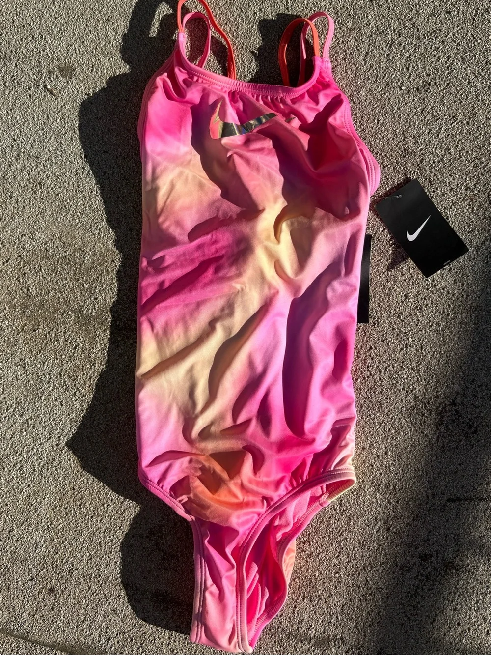 NIKE tie dye one-piece athletic swimwear girls swimming suit colorful bikini XL